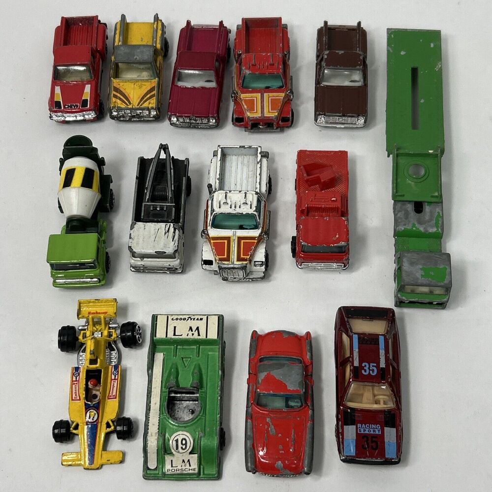 Vtg Yatming Lot Porsche Audi Corvette Cement Truck Pick Up Racing Semi Trailer